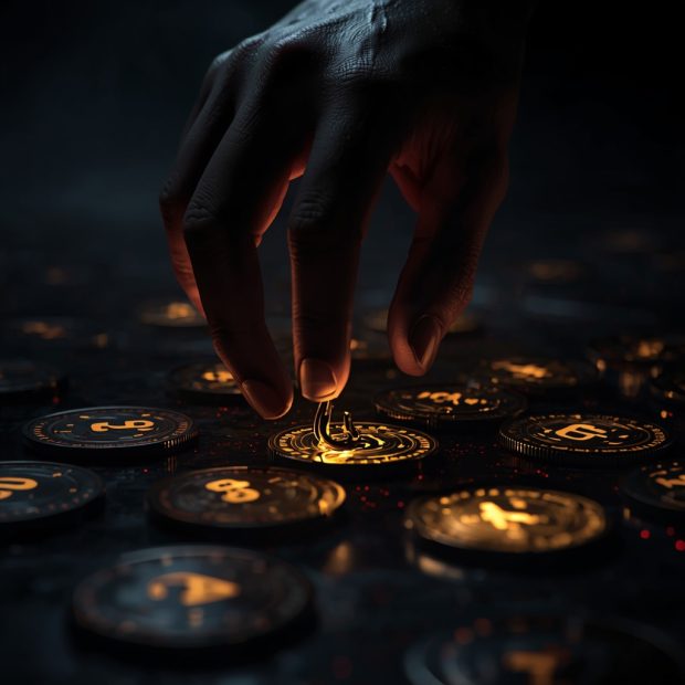Cyfrowe monety jako symbol ryzyka oszustw kryptowalutowych