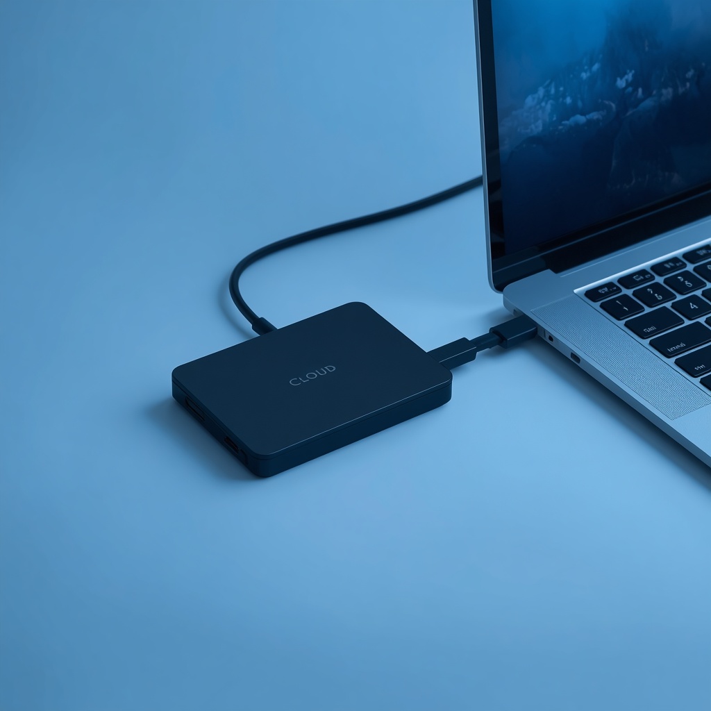 Zewnętrzny dysk podłączony do laptopa jako kopia zapasowa danych